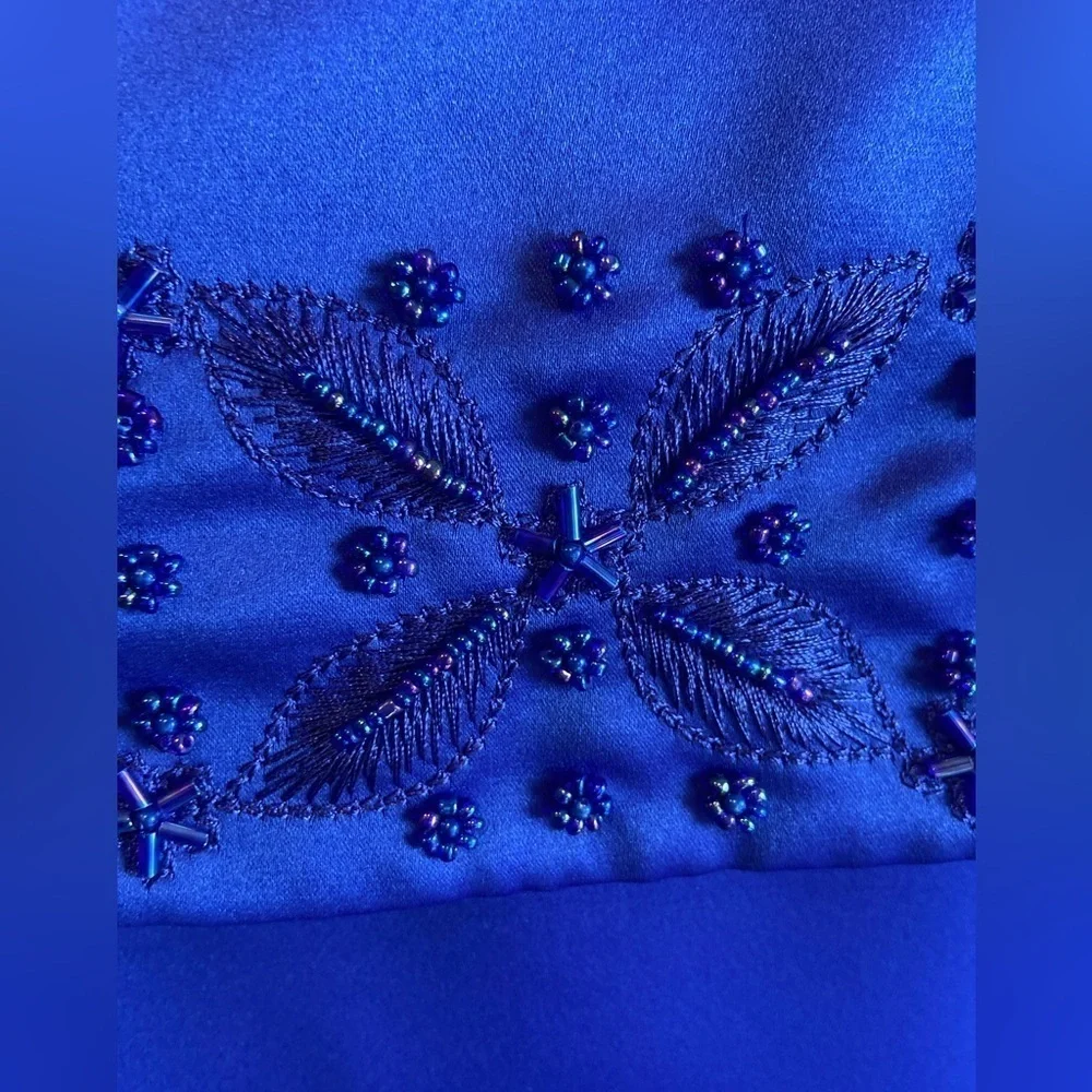 Donna Morgan~Lovely Beaded Formal Maxi Dress~Back Zipper~Short Sleeve~Size 14 - Picture 4 of 14